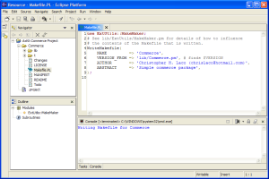 Figure 7: Perl script outputs into Console view